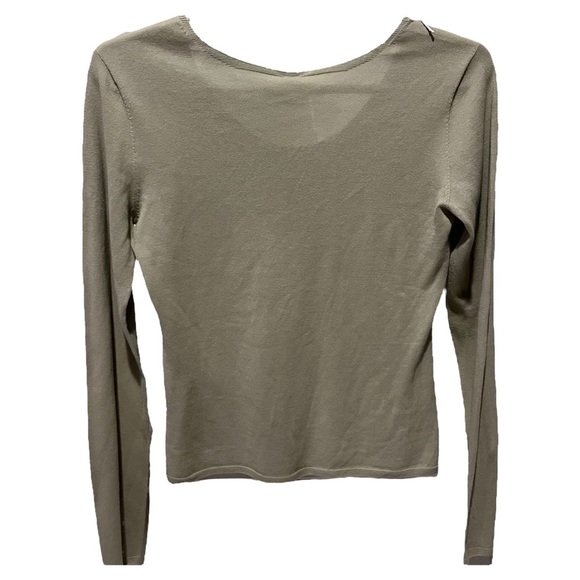 NWT Uniqlo Women 3D High Twisted Crew Neck Long Sleeve Sweater Lightweight Green - Picture 3 of 5